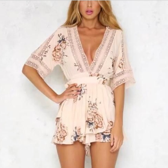 Pants - Lace trim romper